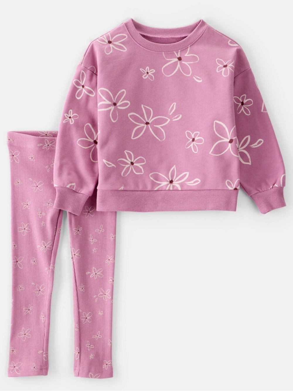 Carter’s Toddler Girl 2-Piece Floral Cotton Long Sleeve Tee & Pants Set